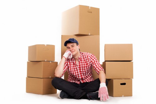 Boxes and furniture being loaded for removals in Kentish Town